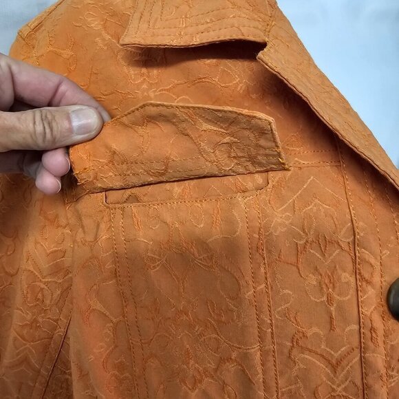 Coldwater Creek Orange Floral Embroidered Jacket Boho 16 - Picture 3 of 14